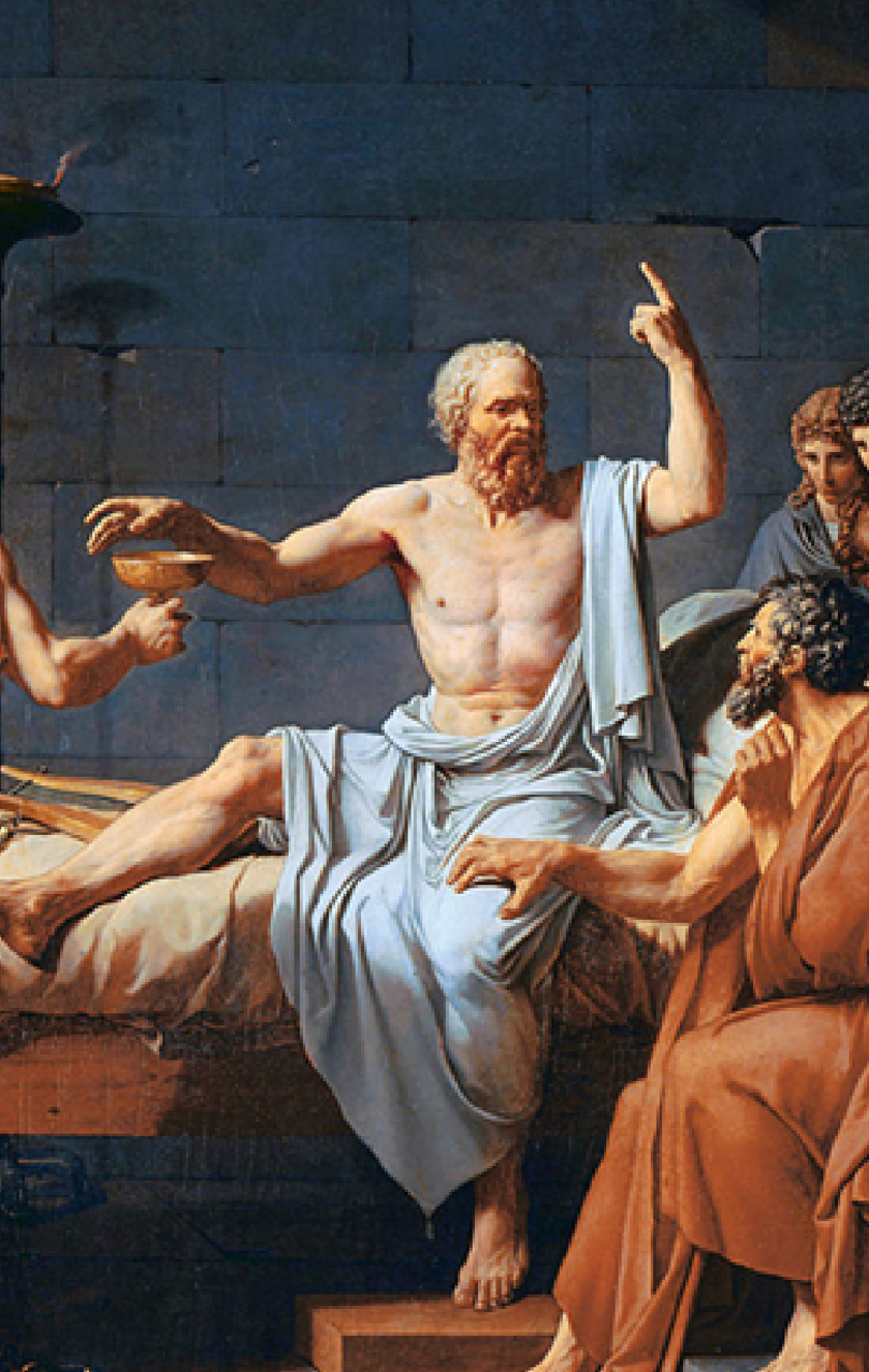 Sócrates, detalle de «La muerte de Sócrates» de Jacques-Louis David